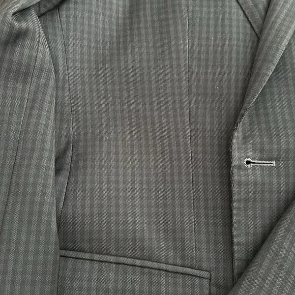 Boss plaid wool sport jacket in grey/black check